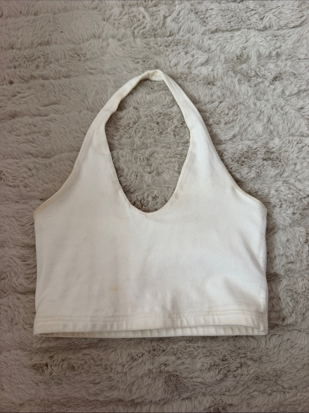 Brandy Melville Cream Halter Crop Top